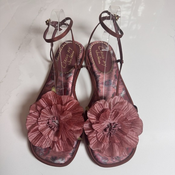 Sam Edelman Circus NY Olana Flower Flat Sandals Women's 10 Pink Ankle Strap - Picture 3 of 10